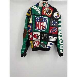 NFL Vintage Custom Handmade Leather Jacket Team Patch Logos Bomber 1 Of 1 80s XL